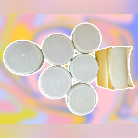 Vintage Tupperware Set of 6 Pastel Wagon Wheel Coasters and Caddy/Tray #567 - Picture 7 of 10